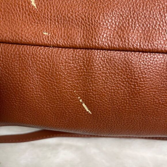 Big Buddha brown vegan zippered Satchel/shoulder bag gold tone hardwares. - Picture 10 of 14